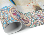 受胎告知飛んでいるエンジェルレッドブルージェムストーンクリスマス ラッピングペーパー (ロールコーナー)