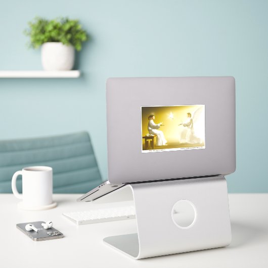 受胎告知 シール (デスク上のノートパソコン)