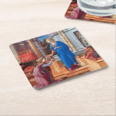 受胎告知，フィリッポリップイ， 1440 スクエアペーパーコースター (アングル)