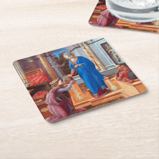 受胎告知,フィリッポリップイ, 1440 スクエアペーパーコースター (アングル)
