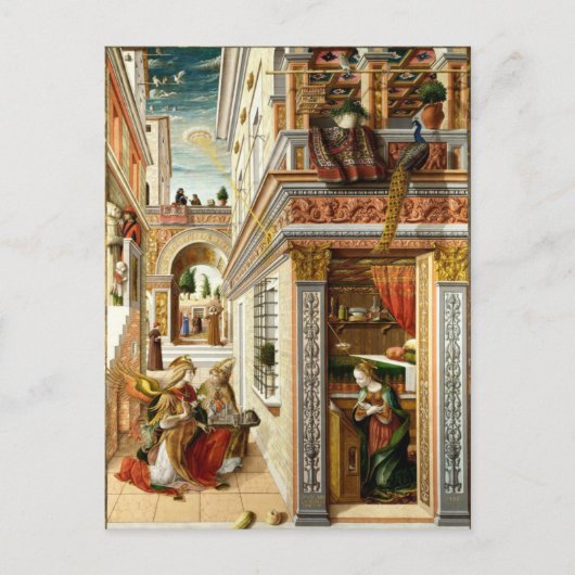 受胎告知、聖エミディウスとUFO ポストカード (正面)