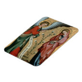 受胎告知， c.1330 (パネル上の油) マグネット (左側)