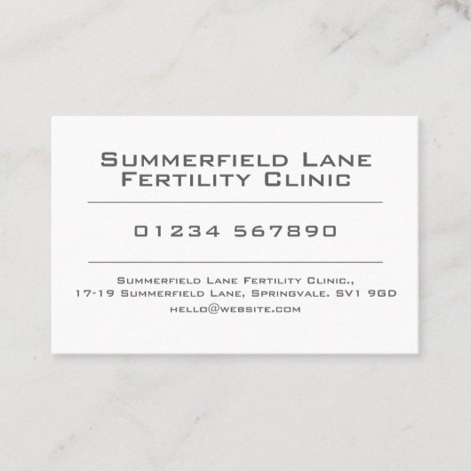 受胎診療所アポイントメントカード 名刺 (正面)
