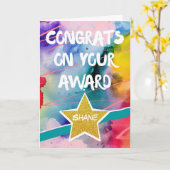 受賞おめでとうございますカラフル絵を描。 カード (黄色い花)