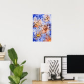 受賞したハンドペイントの抽象的な花 ポスター (ホームオフィス)