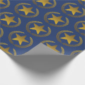 受賞者の金ゴールドリースと星型 ラッピングペーパー (角)