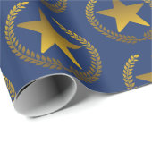 受賞者の金ゴールドリースと星型 ラッピングペーパー (ロールコーナー)