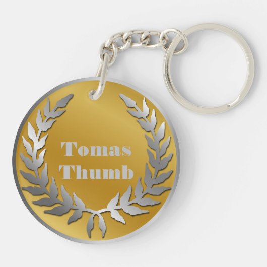 受賞者金ゴールドシルバー賞パーソナライズされた名 キーホルダー (裏面)