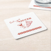 受赤と白け皿バチェロレッテ スクエアペーパーコースター (アングル)
