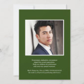 叙事年 |グリーンはっきりしたカレッジ写真卒業 カード (裏面)