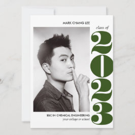 叙事年 |グリーンはっきりしたカレッジ写真卒業 カード