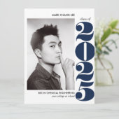 叙事年 |ネイビーブルーカレッジ写真卒業 カード (スタンド正面)