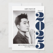 叙事年 |ネイビーブルーカレッジ写真卒業 カード (正面)