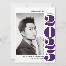 叙事年 |パープルはっきりしたカレッジ写真卒業 カード