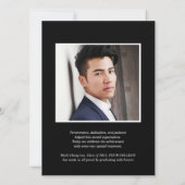 叙事年 |ブラックはっきりしたカレッジ写真卒業 カード (裏面)