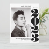 叙事年 |ブラックはっきりしたカレッジ写真卒業 カード (スタンド正面)
