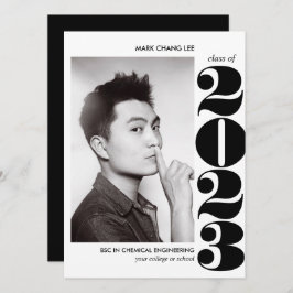 叙事年 |ブラックはっきりしたカレッジ写真卒業 カード