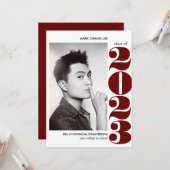 叙事年 | BURGUNDY COLLEGE写真卒業 カード (正面/裏面インサイチュ)