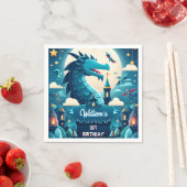 叙事詩かわいいキッズヒーローボーイズ女の子ドラゴン1st誕生日 スタンダードカクテルナプキン (インサイチュ)