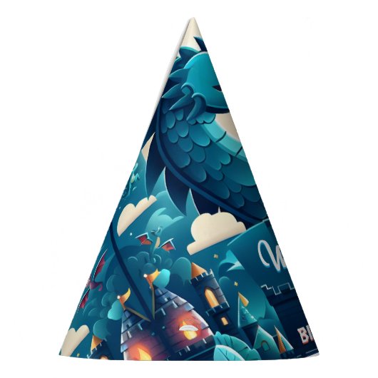 叙事詩かわいいキッズヒーローボーイズ女の子ドラゴン1st誕生日 パーティーハット (左)