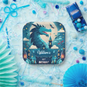 叙事詩かわいいキッズヒーローボーイズ女の子ドラゴン1st誕生日 ペーパープレート (パーティー)