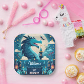 叙事詩かわいいキッズヒーローボーイズ女の子ドラゴン1st誕生日 ペーパープレート (パーティー)