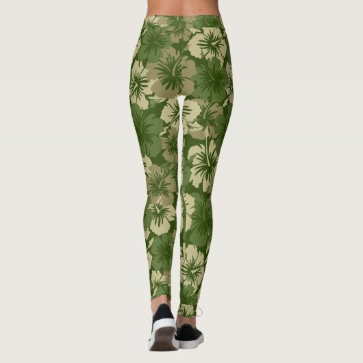 叙事詩のハイビスカスのハワイの熱帯花のオリーブ レギンス (裏面)