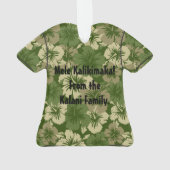 叙事詩のハイビスカスのハワイの花柄のアロハワイシャツ オーナメント (裏面)