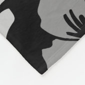 叙事詩のハイビスカスのハワイの花柄のアロハ-黒 フリースブランケット (角)