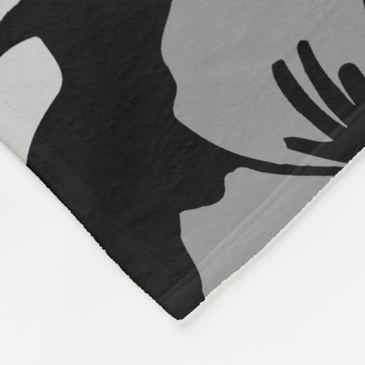 叙事詩のハイビスカスのハワイの花柄のアロハ-黒 フリースブランケット (角)