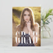 叙事詩の卒業生の縦の写真の卒業パーティー 招待状 (スタンド正面)