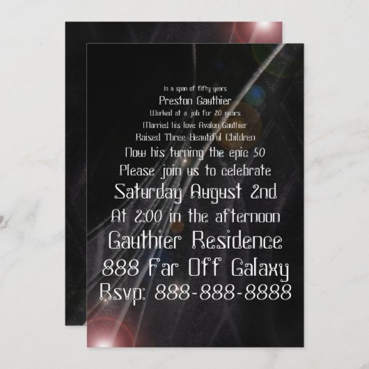 叙事詩の銀河のオタク系のな誕生日の招待状 招待状 (正面/裏面)