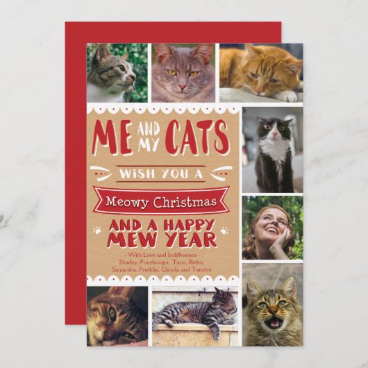 叙事詩私および私の猫のクリスマス5x7カード(8つのイメージ) シーズンカード (正面/裏面)