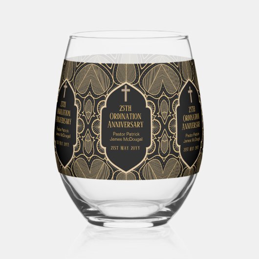 叙勲記念司祭司牧師デアコン聖職者 ステムなしワイングラス (裏面)