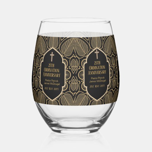 叙勲記念司祭司牧師デアコン聖職者 ステムなしワイングラス (右)
