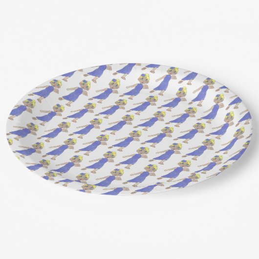 叙情的なダンサーモダン・ダンス・リサイタル・パープルの衣装 ペーパープレート (アングル)