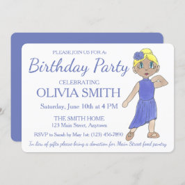 叙情的なモダンダンサーパープルダンスバースデーパーティー 招待状