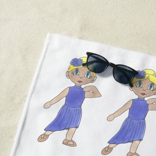 叙情的なモダンダンサー紫の衣装ダンスリサイタル ビーチタオル (インサイチュ)