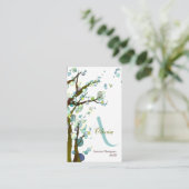 叙情的な木のモノグラムパーソナライズされた 名刺 (スタンド正面)