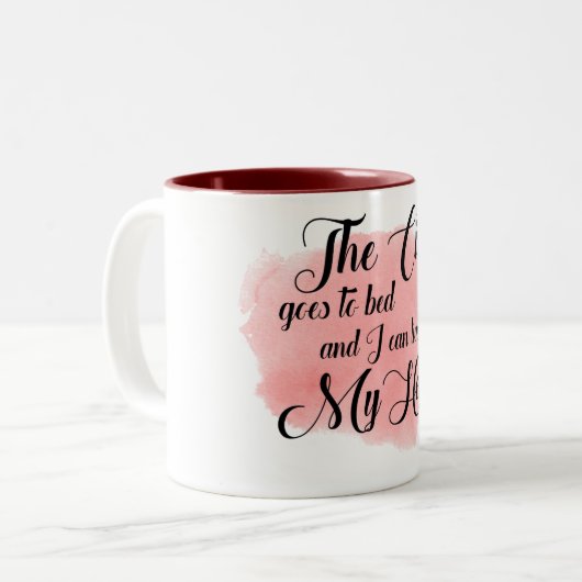 叙情的な水の色マグカップ「街はベッドに行く」 ツートーンマグカップ (正面左)