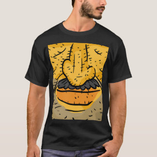 口おもしろいひげを生やした男の顔マスクのカバー。 Tシャツ