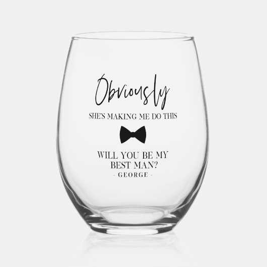 口おもしろいひげカスタム花婿介添人提案書 ステムなしワイングラス (正面)