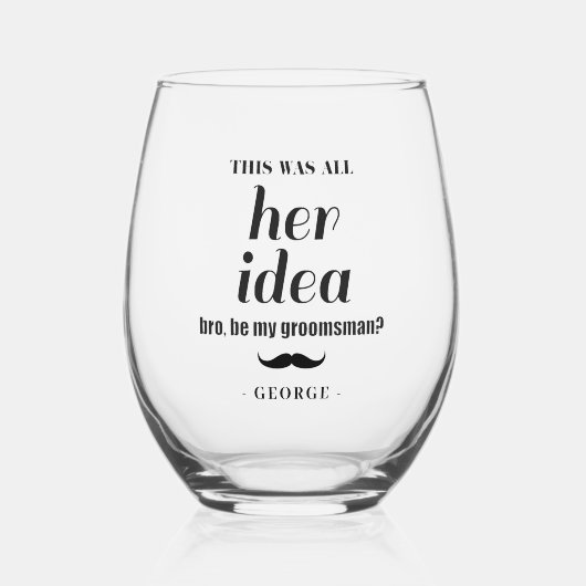 口おもしろいひげカスタムGroomsman提案書 ステムなしワイングラス (正面)