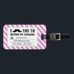 口おもしろいひげ荷札 |ピンクストライプ色 ラゲッジタグ<br><div class="desc">口おもしろいひげ荷札。ピンクと白の模様の黒ストライプい髭。「私は荷物を返すために君を痛める必要がある」MOVIEFUN©その他の色の口ひげや背景のパターストライプンは保管し連絡て下さい。</div>