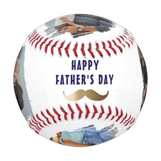口おもしろいひげHappy Father's Day 4写真 野球ボール (裏面)