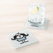 口おもしろい髭の男 ガラスコースター (アングル)