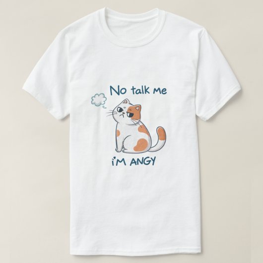口が出ないからおもしろい怒怒りの猫ミームTシャツ Tシャツ (デザイン正面)
