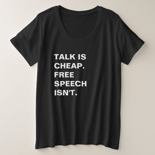 口が安い。言論は自由ではない。 プラスサイズTシャツ (デザイン正面)