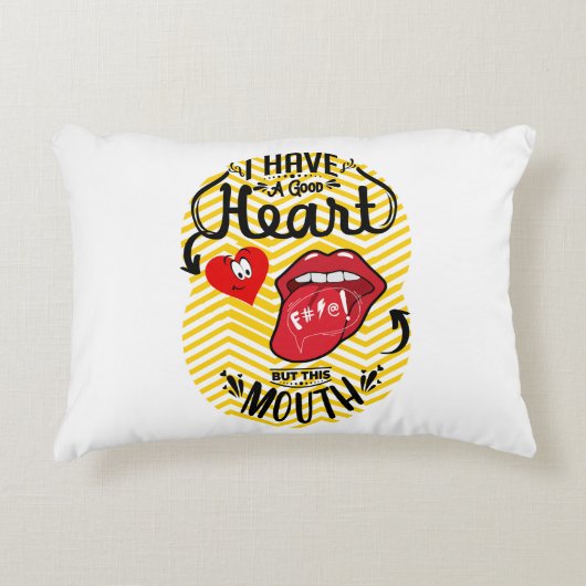 口が良い、ハートが良い アクセントクッション (正面)