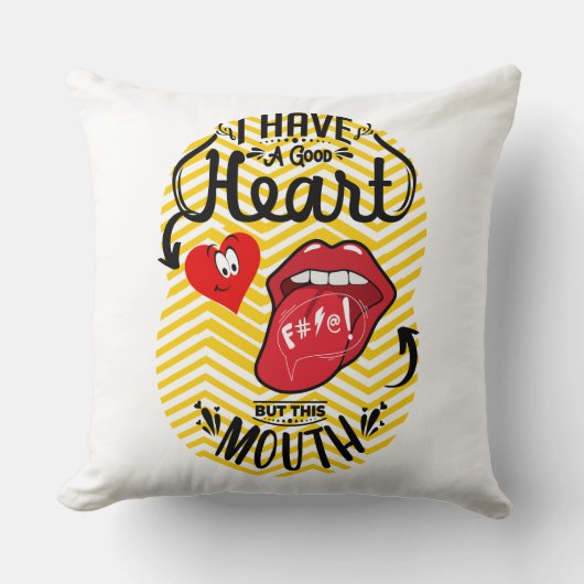 口が良い、ハートが良い クッション (正面)